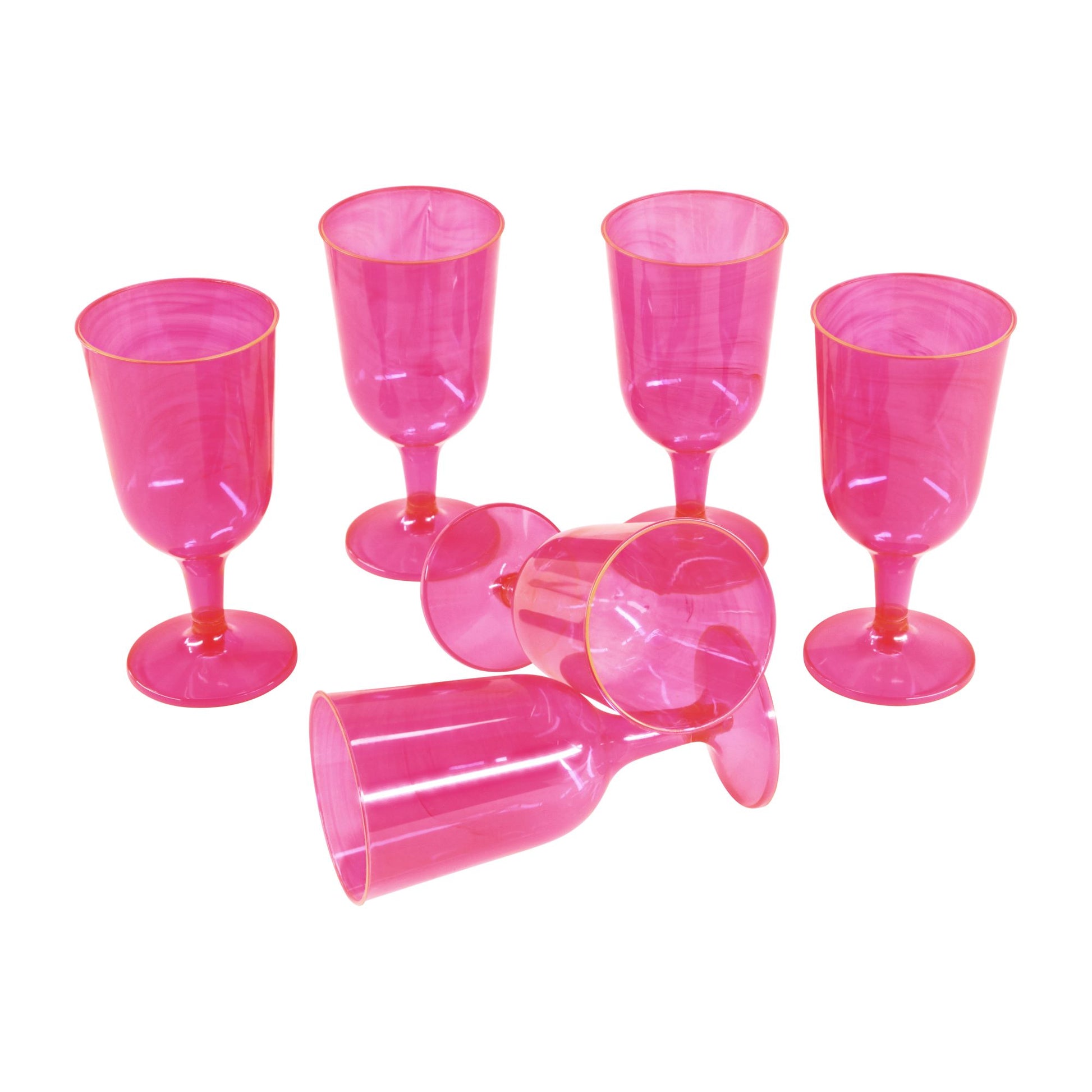 Plastic Pink Wine Glass - 2 piece - Party, BBQ, Hen Do - Disposable - Pack of 24-PCUP-WINE2PNEONx4-Product Pro-Wine Glasses